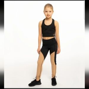 Loop Sports Girls LOGO Leggings JR Beige Size 10